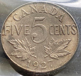 1927 Canada 5 Cent Nickel Coin *** ICCS Graded MS-62 ***