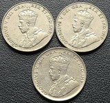 1934, 1935, 1936 Canada 5-Cent Nickels - King George V 