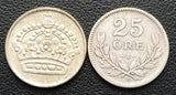 1932 & 1957 Sweden 25 Ore Silver Coins - Great Condition