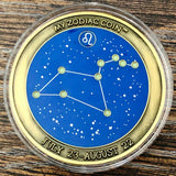 My Zodiac Coin - LEO - Swarovski® Crystals, 3D, Glow-In-The-Dark - Antique Gold